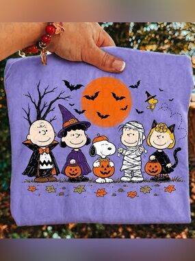 Classic Peanuts Halloween Comfort Colors Violet Tshirt Small-XL